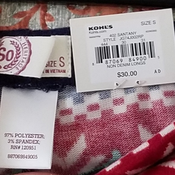 NWT Juniors SO Holiday Santa Leggings - Picture 2 of 6